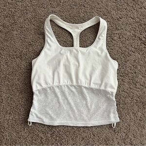 Fabletics Shirt Womens White Side Ruched Tank Top